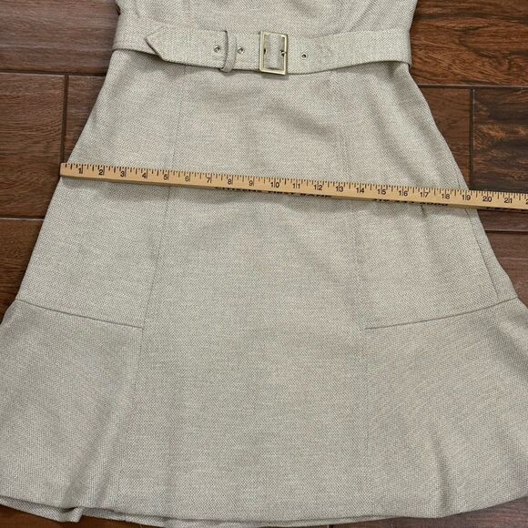White House Black Market Women's Dress Beige A-line Belt Sleeveless Size 8 - Picture 3 of 10